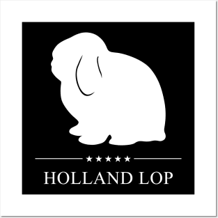 Holland Lop Rabbit White Silhouette Posters and Art